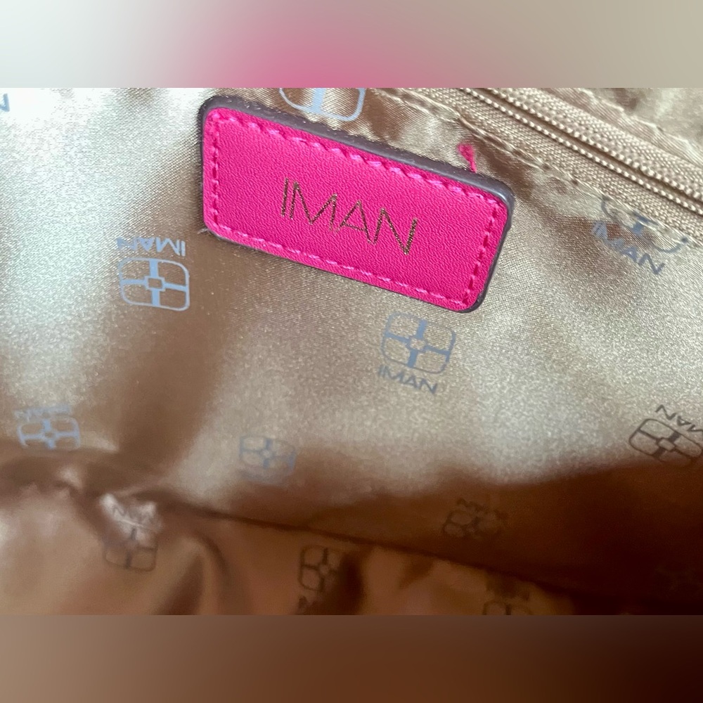 HP x 2 IMAN Pink Satchel Bag with Floral Elegance and Side Hardware Crossbody - Picture 7 of 13